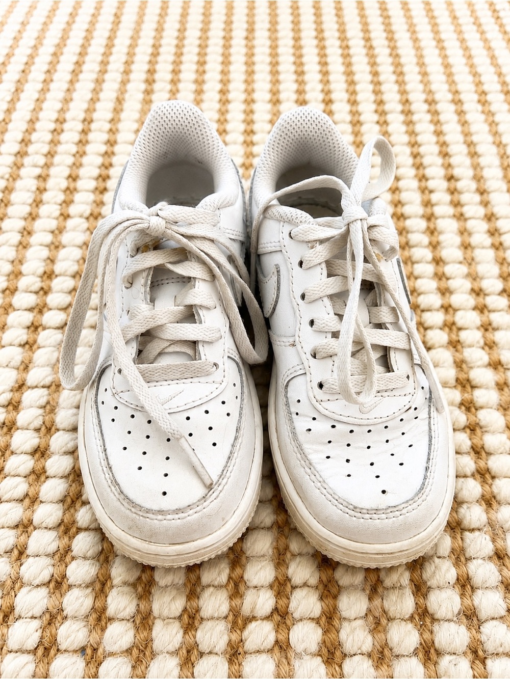 Nike Air Force 1 Low Sneakers White Leather Kids Size 10.5C Youth Shoes